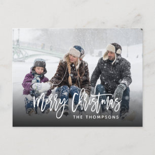 Merry Christmas Family Photo Handlettered Postcard