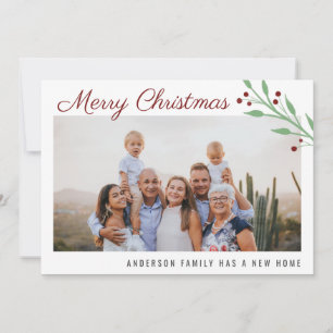 Merry Christmas Family Photo Holiday Moving Announcement