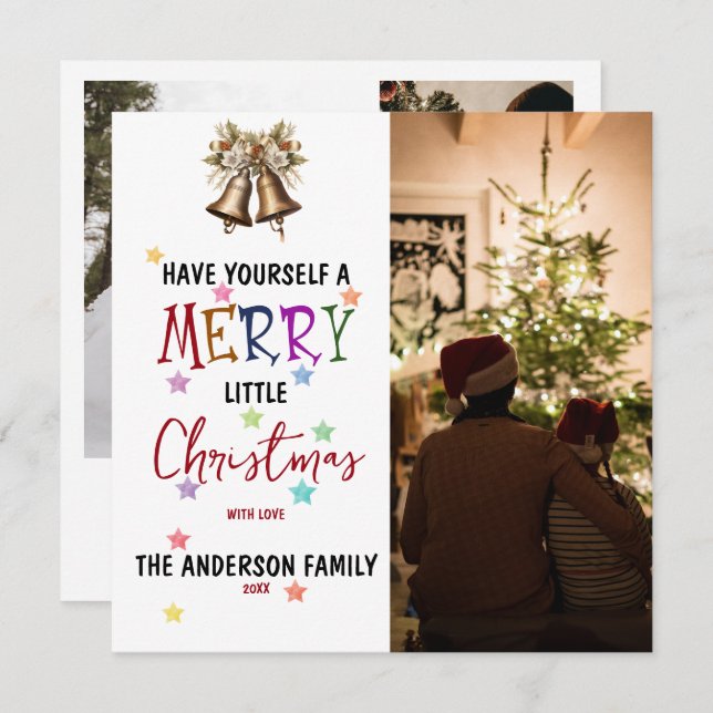 Merry Christmas Family Photo  Invitation (Front/Back)