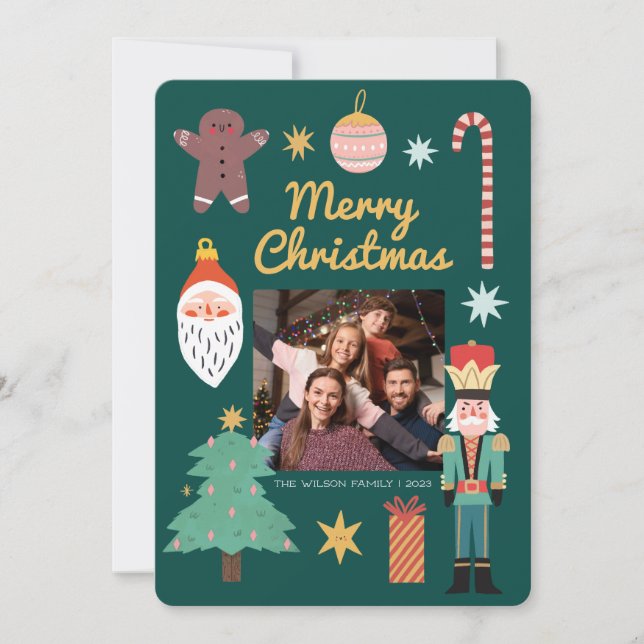 Merry Christmas Family Photo  Invitation (Front)