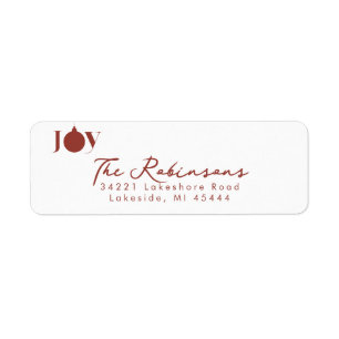 Merry Christmas Family Photo Joy Ornament Return Address Label
