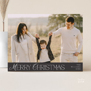 Merry Christmas Family Photo, Modern Elegant Postcard