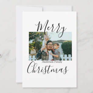 Merry Christmas family photo modern elegant rustic Invitation