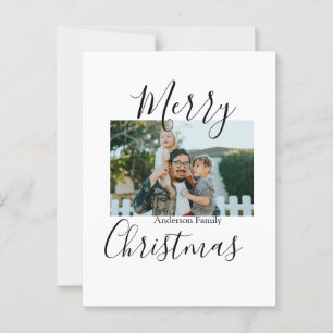 Merry Christmas family photo modern elegant rustic Postcard