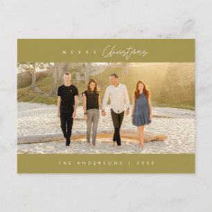 Merry Christmas, Family Photo, Modern Minimalist Postcard