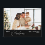 Merry Christmas Family Photo, Modern Romantic Postcard<br><div class="desc">Merry Christmas. Celebrate the season with this family photo postcard It is fully customisable and personalised with your own greeting messages. Please add your return address for easy mailing. It is simple,  easy,  yet modern minimalist and festive. This is the perfect postcard for sending your holiday wishes.</div>