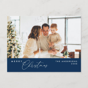 Merry Christmas Family Photo, Modern Romantic Postcard