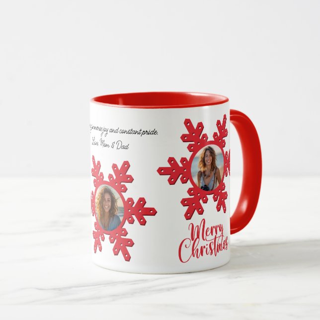 Merry Christmas Family Photo Name Personalised Mug (Front Right)