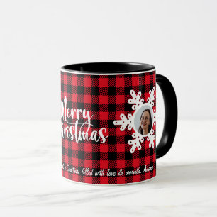Merry Christmas Family Photo Name Personalised Red Mug