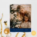 Merry Christmas Family Photo, Navy Blue Postcard<br><div class="desc">Merry Christmas. Celebrate the season with this family photo postcard, classy navy blue. It is fully customisable and personalised with your own greeting messages. Please add your return address for easy mailing. It is simple, easy, yet modern minimalist and festive. This is the perfect postcard for sending your holiday wishes....</div>