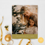 Merry Christmas Family Photo, Navy Blue Postcard<br><div class="desc">Merry Christmas. Celebrate the season with this family photo postcard, classy retro gold. It is fully customisable and personalised with your own greeting messages. Please add your return address for easy mailing. It is simple, easy, yet modern minimalist and festive. This is the perfect postcard for sending your holiday wishes....</div>