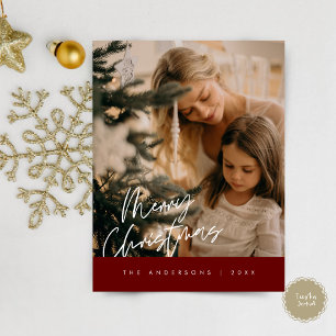 Merry Christmas Family Photo, Navy Blue Postcard