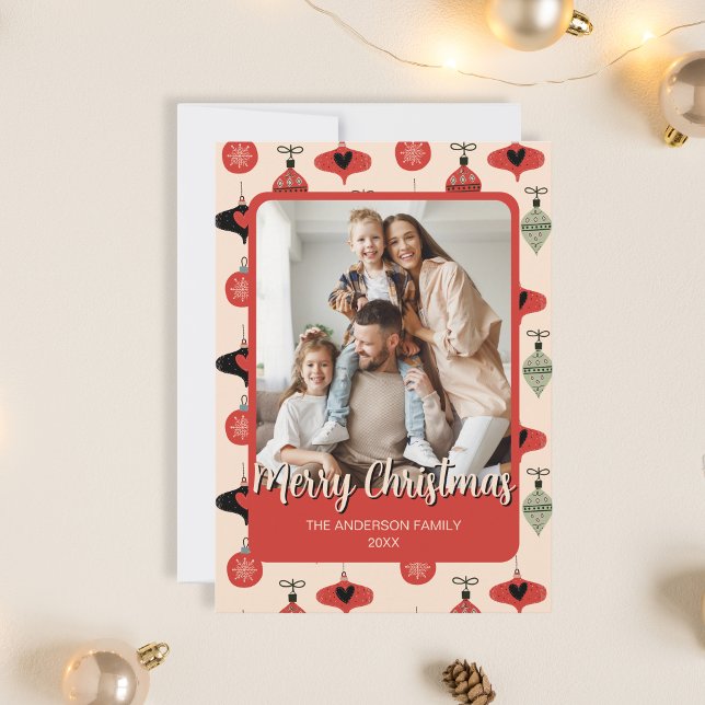 Merry Christmas Family Photo Red Holiday Card (Merry Christmas Family Photo Red Holiday Card)