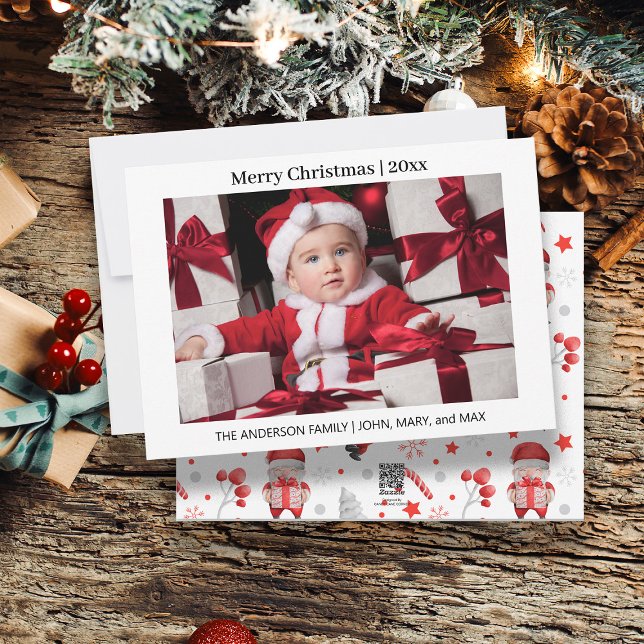 Merry Christmas Family Photo Santa Claus  Holiday Card (Cute Christmas photo greeting card.)