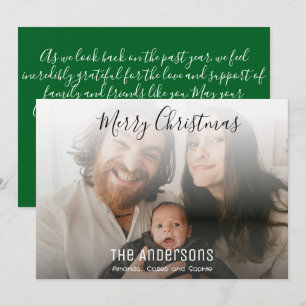 Merry Christmas Family Photo Simple Green  Holiday Card