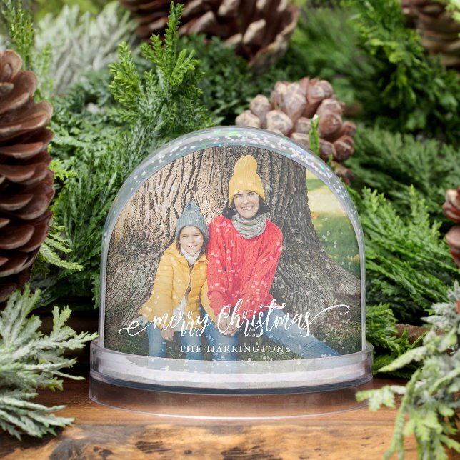 Merry Christmas Family Photo Snow Globe (Winter)