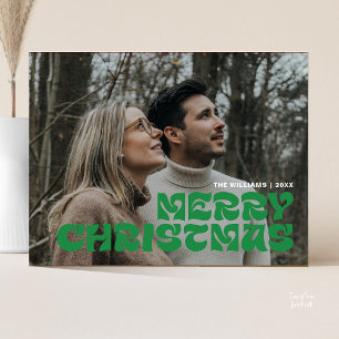 Merry Christmas Family Photo, Stylish Elegant Chic Postcard