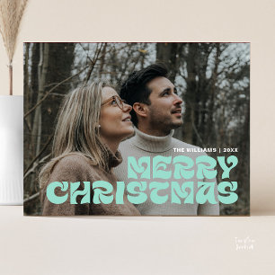 Merry Christmas Family Photo, Stylish Elegant Chic Postcard
