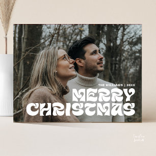 Merry Christmas Family Photo, Stylish Elegant Chic Postcard