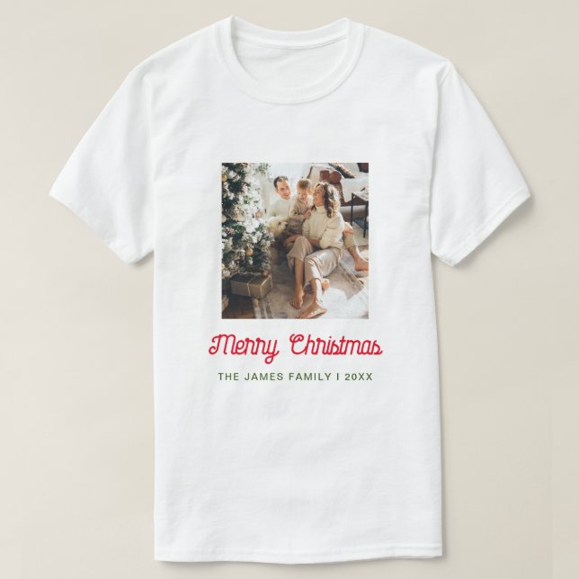 Merry Christmas Family Photo  T-Shirt (Design Front)