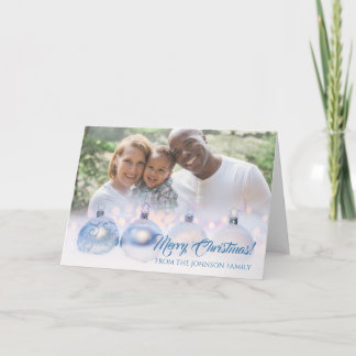 Merry Christmas Family Photo With Baubles Card