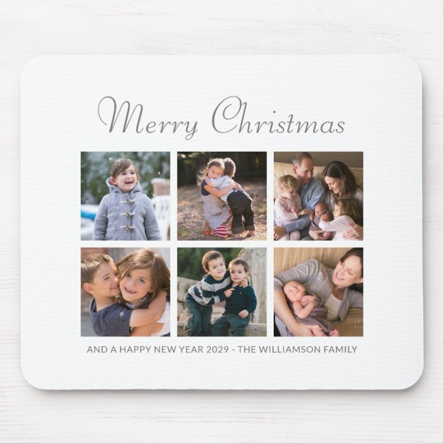 Merry Christmas Family Photos Holiday Modern Mouse Pad (Front)