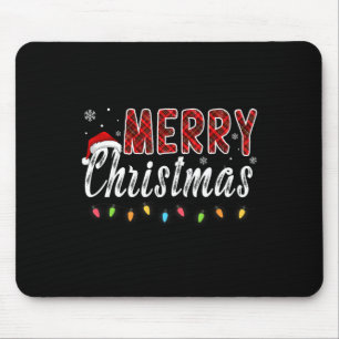 Merry Christmas Family Red Plaid Xmas Lights Men W Mouse Pad