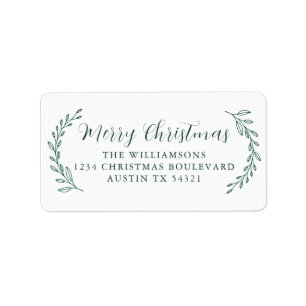 Merry Christmas Family Return Address Foliage Label