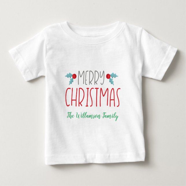 Merry Christmas Family Theme Baby T-Shirt (Front)