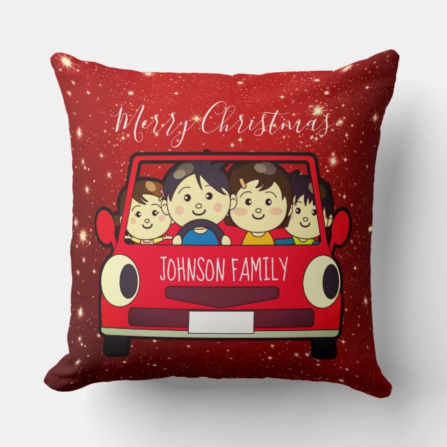 Merry Christmas Family Trip Cushion (Front)