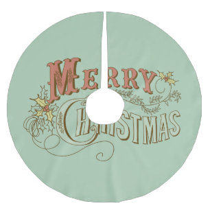 Merry Christmas Fancy Text Design 2 Brushed Polyester Tree Skirt