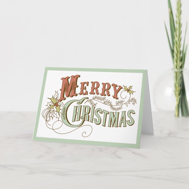 Merry Christmas Fancy Text Design Holiday Card (Front)