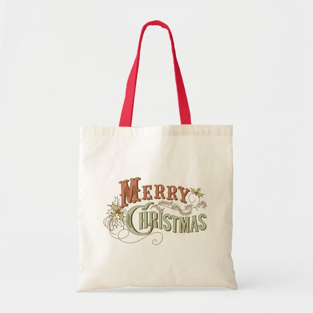 Merry Christmas Fancy Text Design Tote Bag (Front)