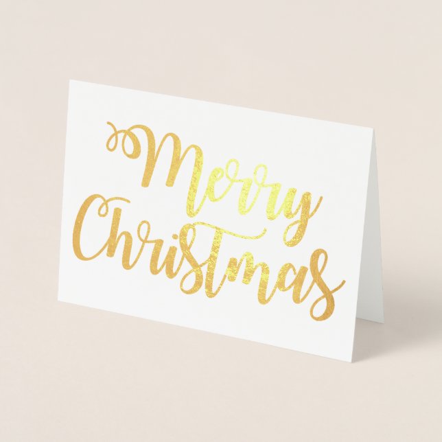 Merry Christmas Fancy Typography Script Foil Card (Front)