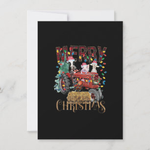 Merry Christmas Farm Animals Truck Christmas Tree Invitation