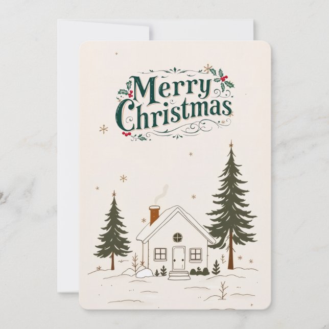 Merry Christmas Farmhouse Winter Holiday Card. Invitation (Front)