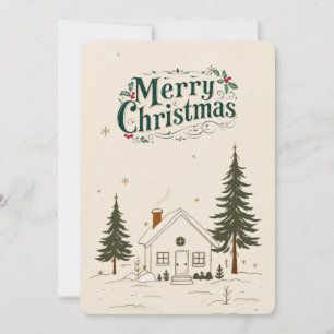 Merry Christmas Farmhouse Winter Holiday Card. Invitation