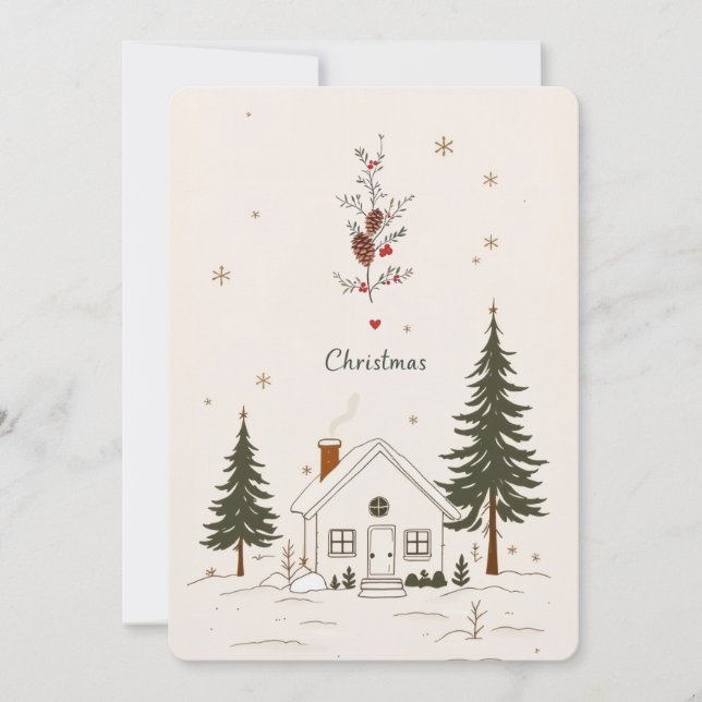 Merry Christmas Farmhouse Winter Holiday Card. Invitation (Front)