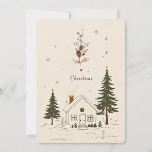 Merry Christmas Farmhouse Winter Holiday Card. Invitation