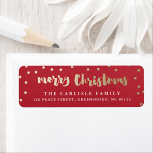 Merry Christmas faux foil return address Label