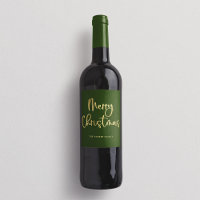 Merry Christmas | Faux Gold Casual Script on Green