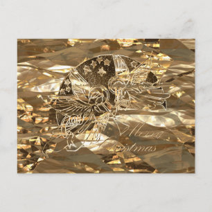 Merry Christmas Faux Gold Foil Angels Elegant Holiday Postcard