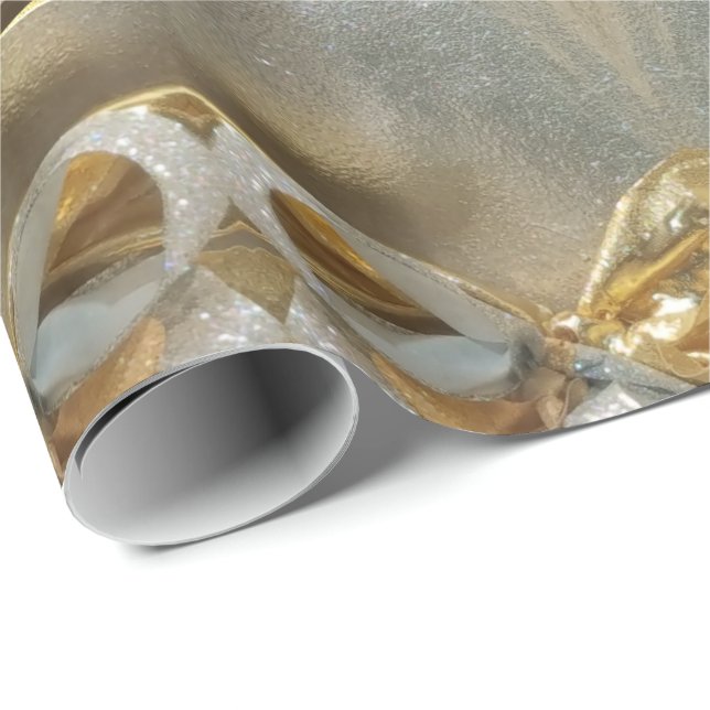 Merry Christmas Faux Gold Foil Script Elegant Chic Wrapping Paper (Roll Corner)