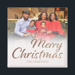 Merry Christmas Faux Gold Glitter FULL Photo Name Magnet<br><div class="desc">Brighten up your refrigerator door with this cute Merry Christmas magnet. Customise with your photo and name. The Merry Christmas is in a faux gold glitter and off white background. Check out our Christmas collection for more colours including silver glitter, red, white, and black & white options. In this version,...</div>