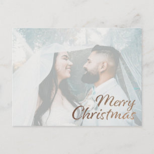 Merry Christmas Faux Gold Glitter Photo Postcard