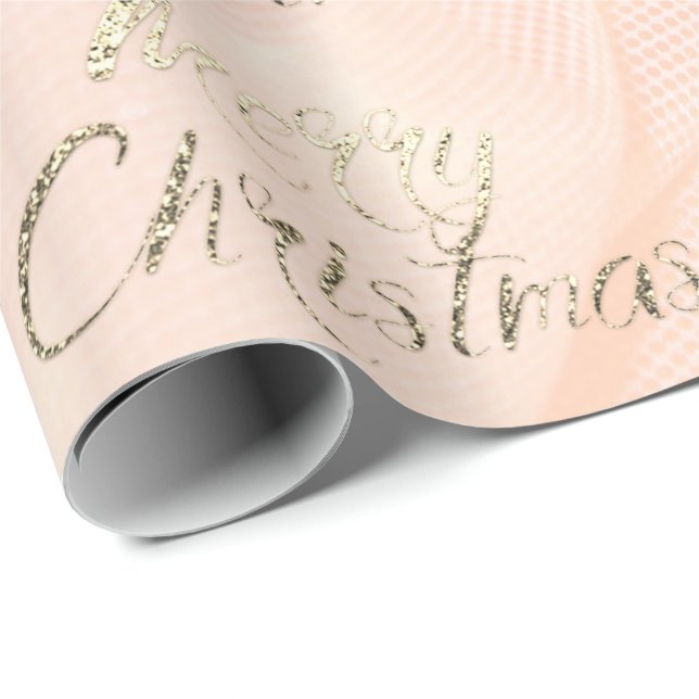 Merry Christmas Faux Gold Glitter Script Silk Wrapping Paper (Roll Corner)