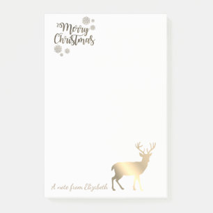 Merry Christmas,Faux Gold Reindeer-Personalised Post-it Notes