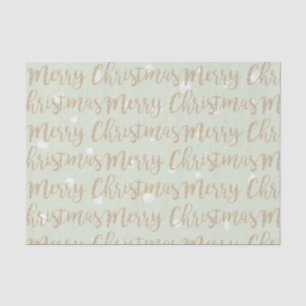 Merry Christmas Faux Gold Script Typography Green Tissue Paper