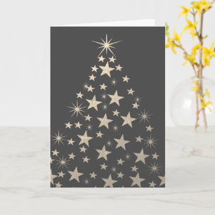 Merry Christmas faux gold stars holiday tree Card