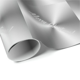 Merry Christmas Faux Metallic Grey Gift Wrapping Wrapping Paper